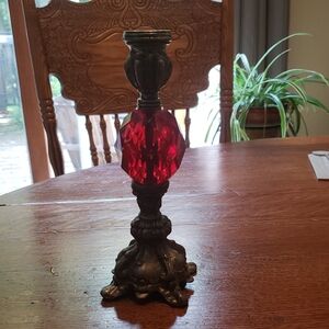 Elegant Red Crystal Candle Holder